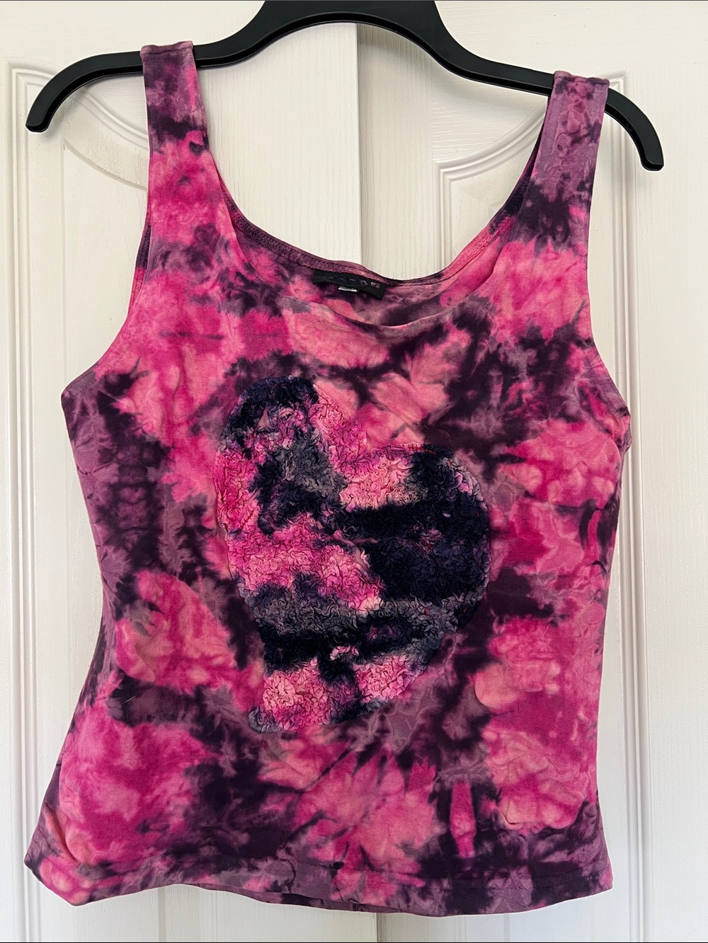 Mezon Pink and Purple Tie-Dye Tank with Heart Appliqué